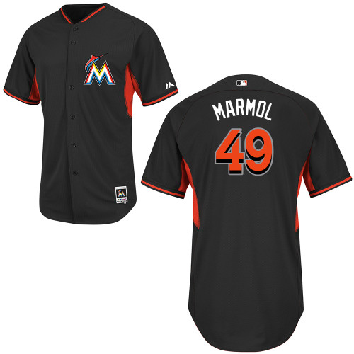 Carlos Marmol #49 MLB Jersey-Miami Marlins Men's Authentic Black Cool Base BP Baseball Jersey